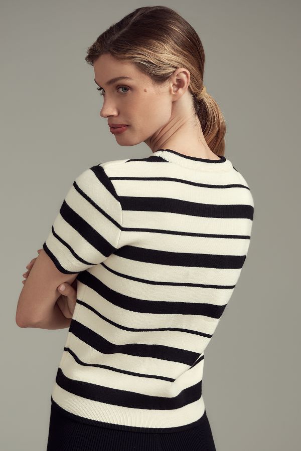 Slide View: 2: English Factory Short-Sleeve Striped Knit Sweater