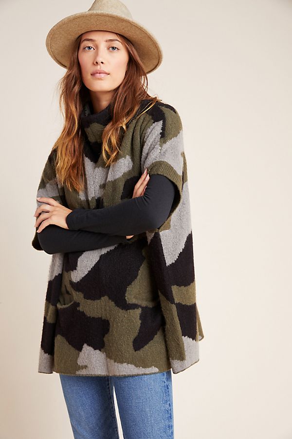 Slide View: 1: Henrietta Camo Poncho