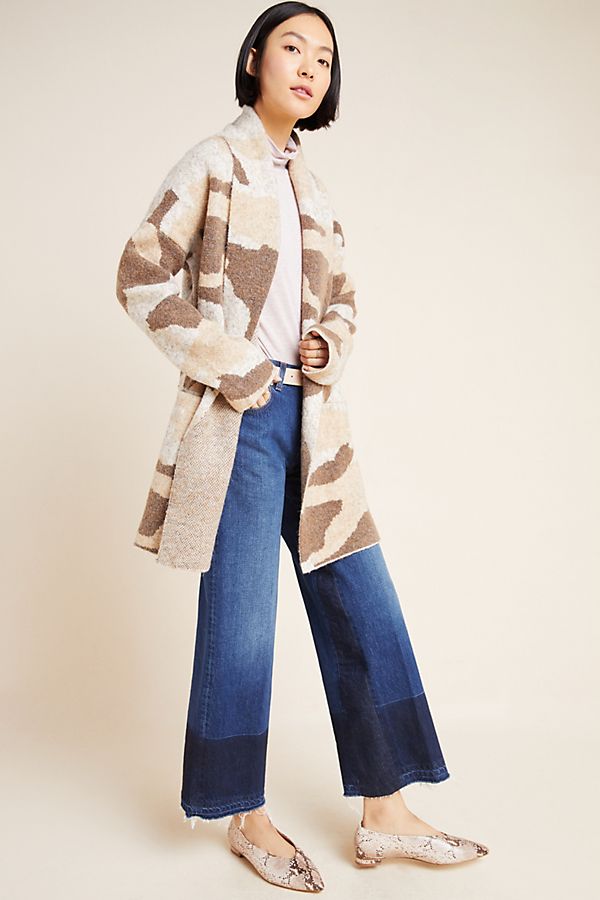 Slide View: 1: Mirren Camo Sweater Coat