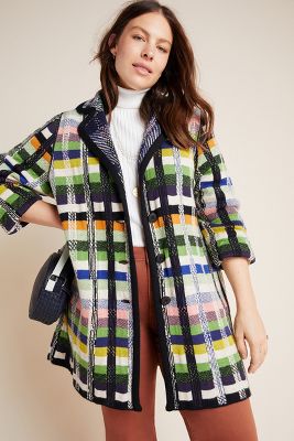 anthropologie plaid sweater coat