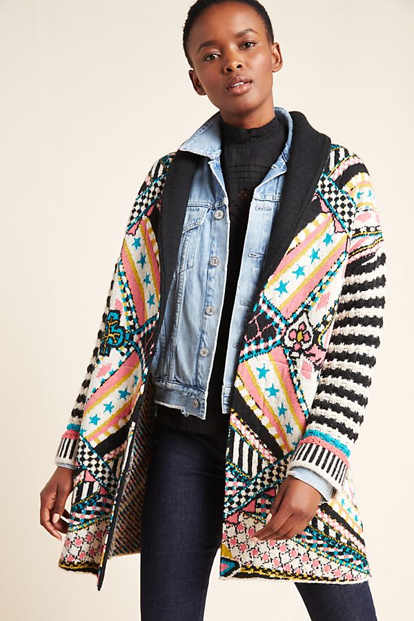 Slide View: 1: Josefana Jacquard Sweater Coat