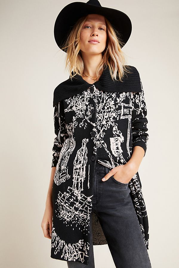 Slide View: 1: London Jacquard Sweater Coat