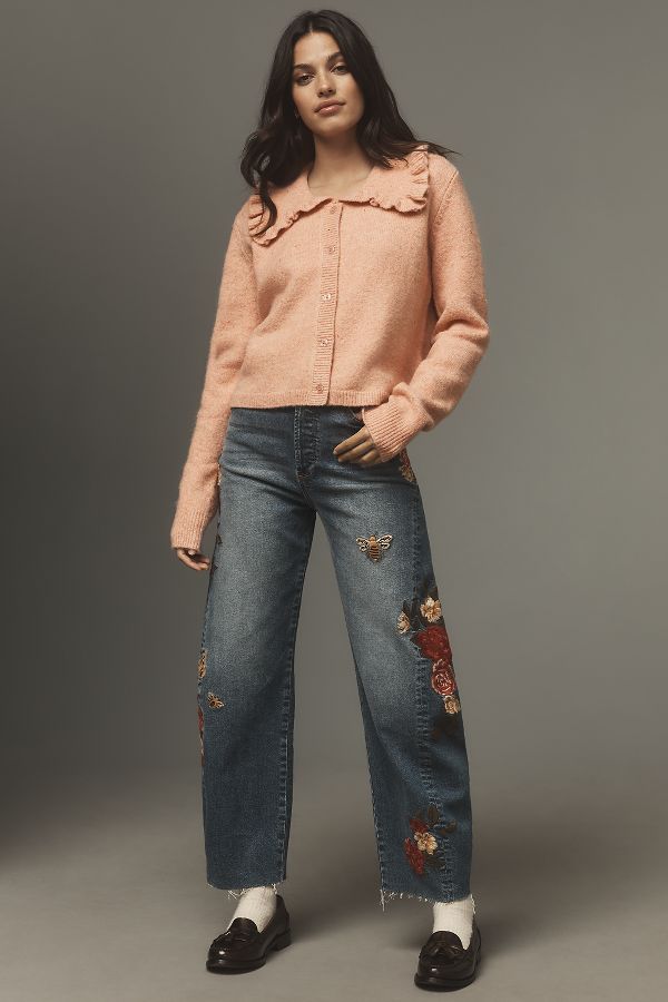 Slide View: 3: The Ainsley Ruffle-Collar Cardigan Sweater by Self Contrast