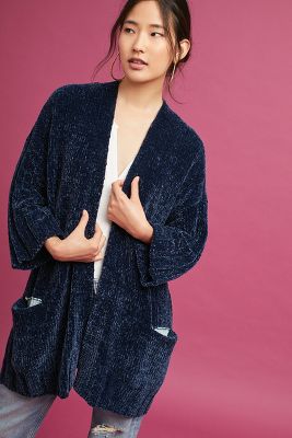 chenille longline cardigan
