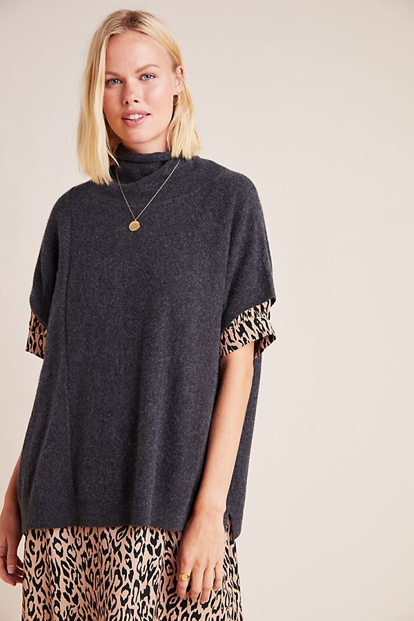 Slide View: 1: Patty Cowl Neck Cashmere Poncho