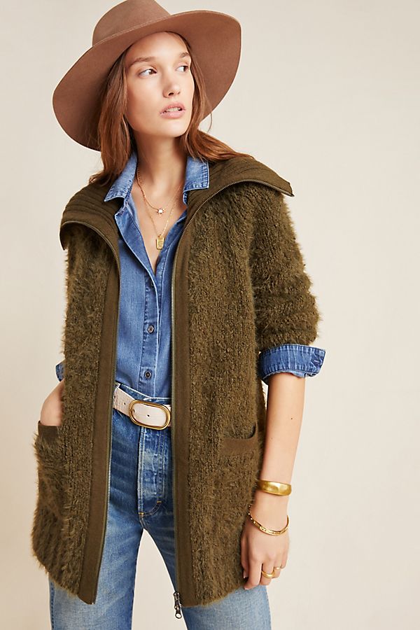 Slide View: 1: Bethenny Zip-Front Cardigan