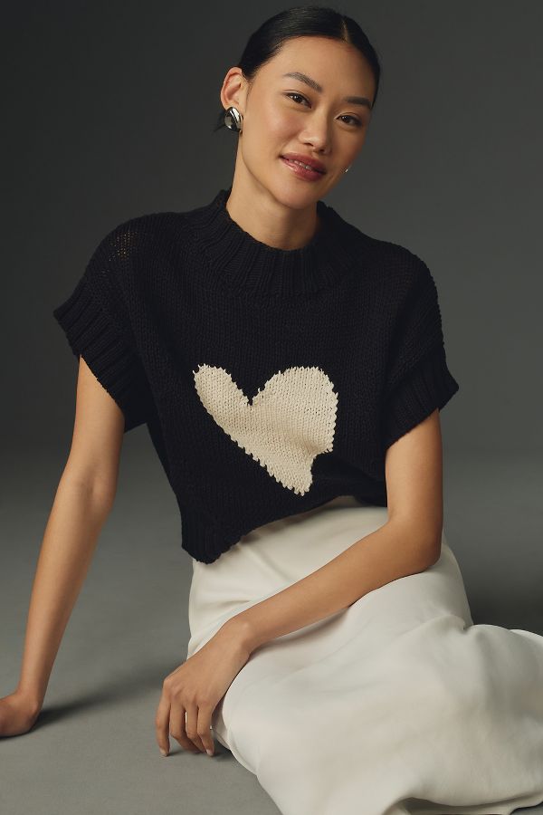 Slide View: 1: The Pippa Mock-Neck Sweater by Maeve: Extended Shoulder Edition