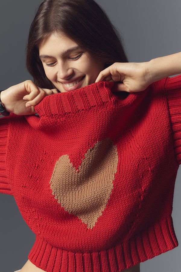 Slide View: 4: The Pippa Mock-Neck Sweater by Maeve: Extended Shoulder Edition