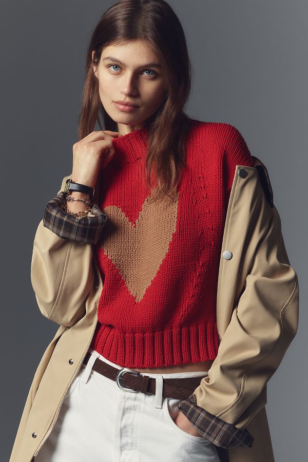 Slide View: 1: The Pippa Mock-Neck Sweater by Maeve: Extended Shoulder Edition