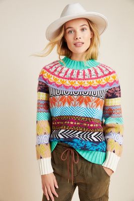 anthropologie fair isle sweater