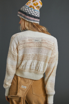 pointelle cropped cardigan