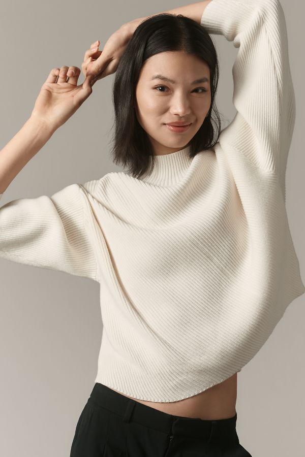 Slide View: 1: The Meredith Mock-Neck Sweater by Maeve