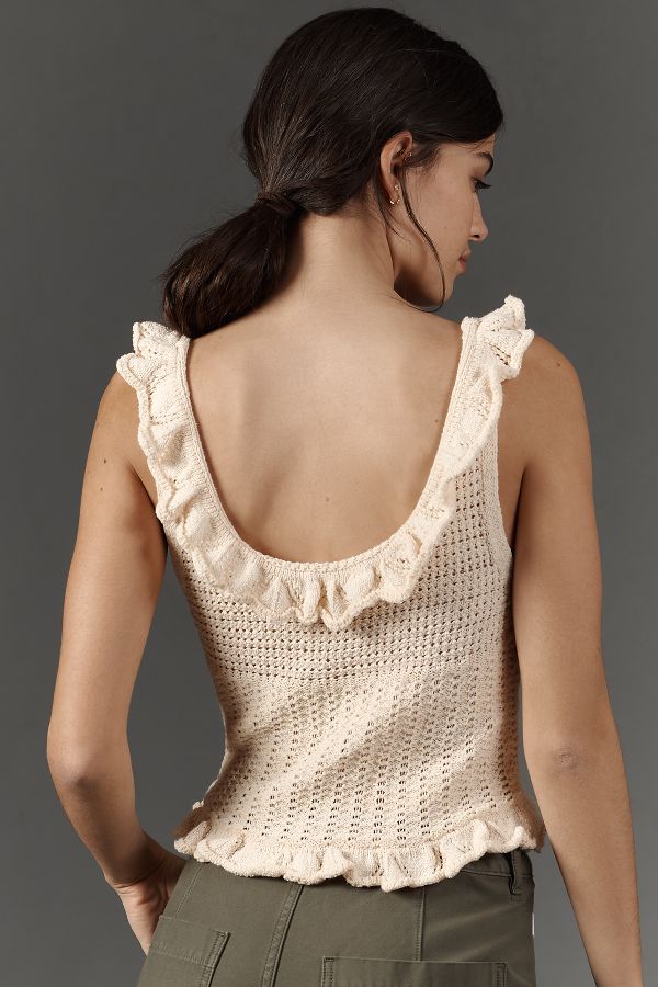 Slide View: 3: Pilcro Ruffled Sweater Tank Top