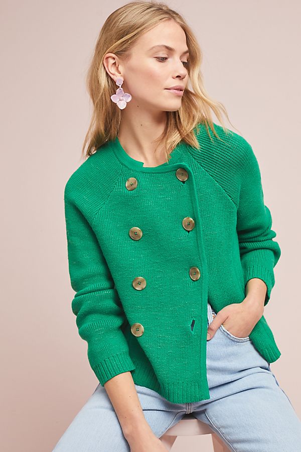 Slide View: 1: Double-Breasted Knit Jacket