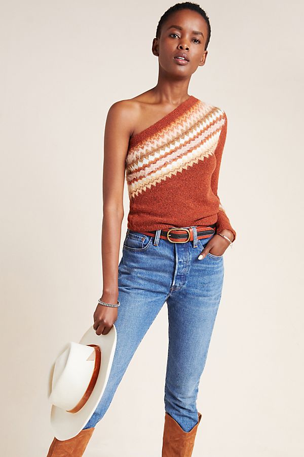 Slide View: 1: Vittoria One-Shoulder Sweater