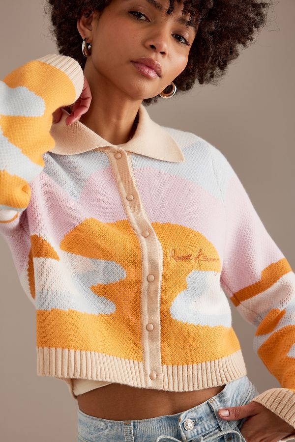 Slide View: 1: Cardigan en maille Rise Tripper House of Sunny