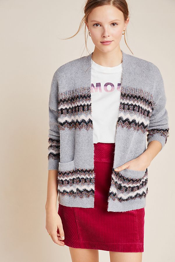 Slide View: 1: Rosie Zig-Zag Shimmer Cardigan