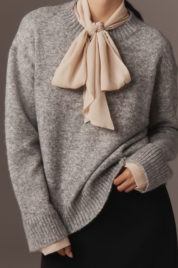 Slide View: 4: Endless Rose Tie-Neck Oversized Sweater