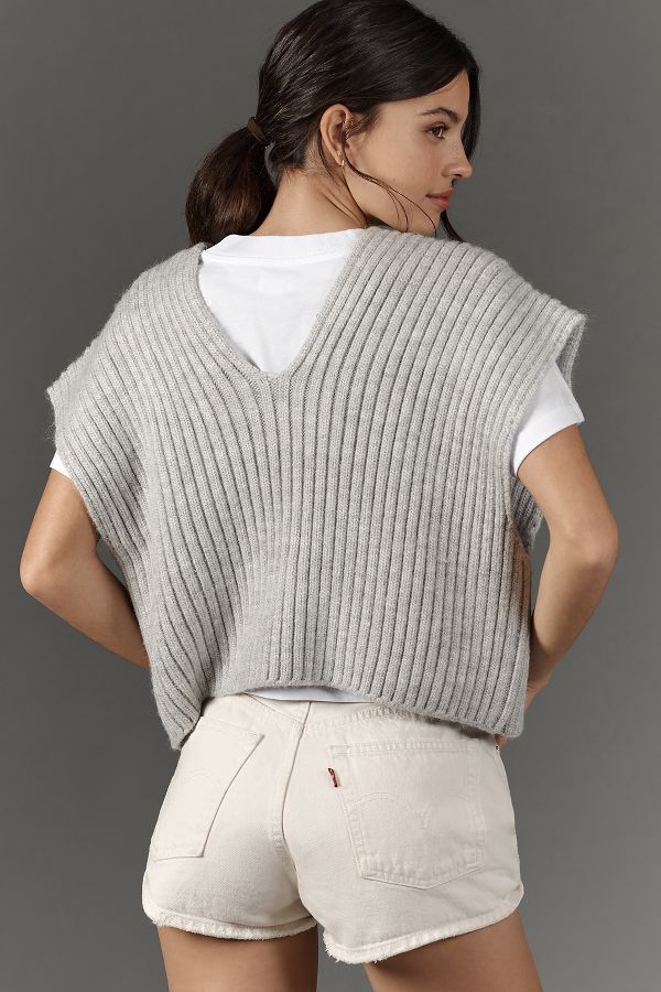 Slide View: 2: Pilcro Boxy Tee & Ribbed Sweater Vest Twofer