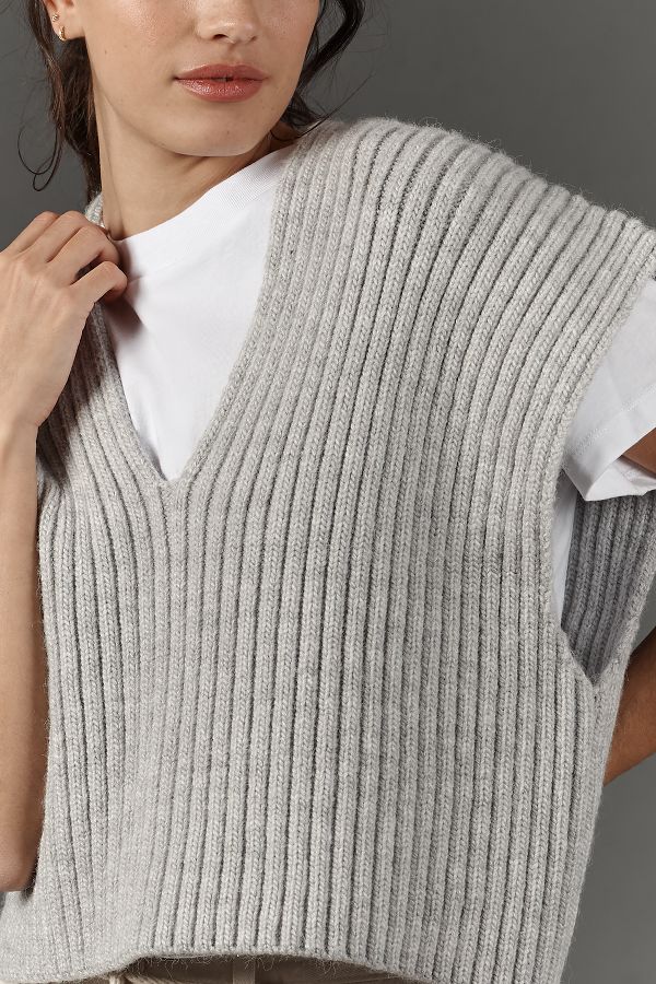 Slide View: 4: Pilcro Boxy Tee & Ribbed Sweater Vest Twofer