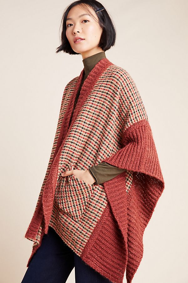 Slide View: 1: Tweed Poncho Cardigan