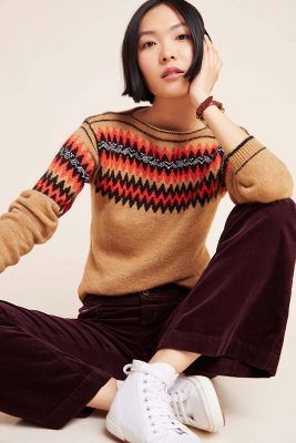 anthropologie fair isle sweater