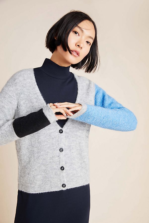 Slide View: 1: Denise Ribbed Colorblocked Cardigan