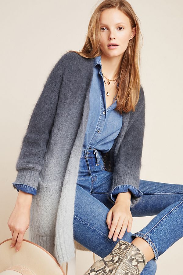 Slide View: 1: Jenee Dip-Dyed Ombre Cardigan