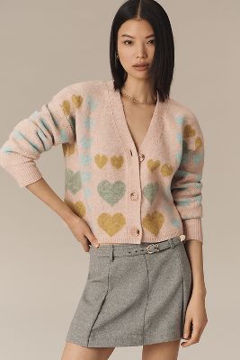 Free The Roses Pastel Heart Cardigan Sweater