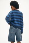 Thumbnail View 2: FRNCH Crew-Neck Stripe Bouclé Cardigan