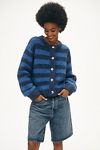 Thumbnail View 1: FRNCH Crew-Neck Stripe Bouclé Cardigan