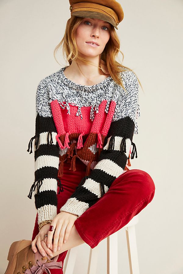 Slide View: 1: Pina Fringed Sweater