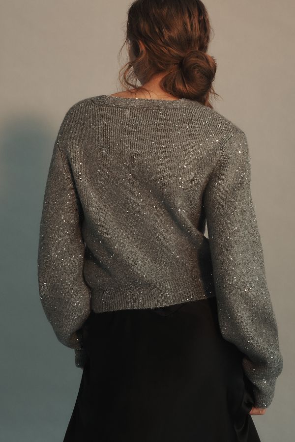 Slide View: 4: Maeve Shiny Bow Cardigan Sweater