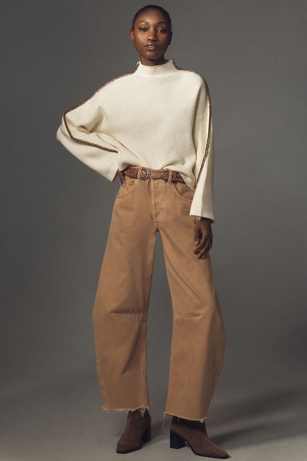 Slide View: 3: By Anthropologie Mock-Neck Whipstitch Sweater