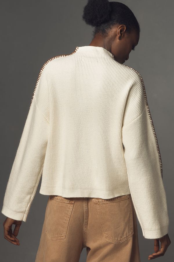 Slide View: 4: By Anthropologie Mock-Neck Whipstitch Sweater