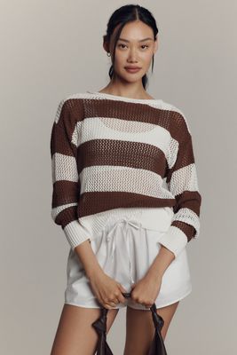 Sanctuary Crew-Neck Open-Knit Sweater