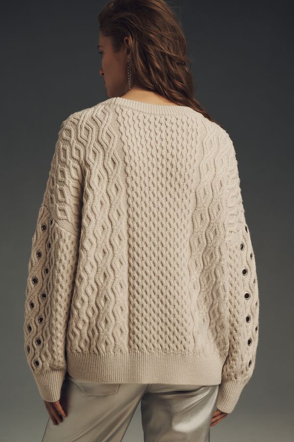 Slide View: 2: rag & bone Kat Cable-Knit Grommet Sweater