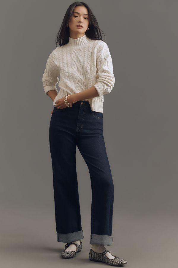 Slide View: 4: Michael Stars Suki Mock-Neck Cable Sweater