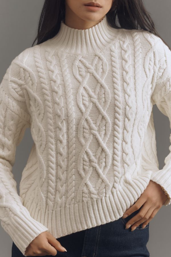 Slide View: 5: Michael Stars Suki Mock-Neck Cable Sweater