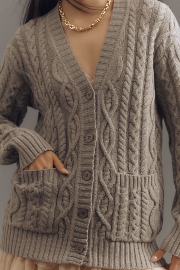 Slide View: 3: Michael Stars Walsh Cabled Cardigan Sweater