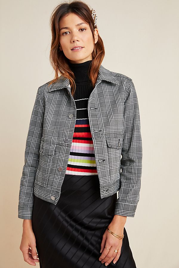 Slide View: 1: AG The Evonne Plaid Trucker Jacket