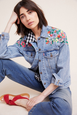 levi's ex boyfriend trucker jacket embroidered