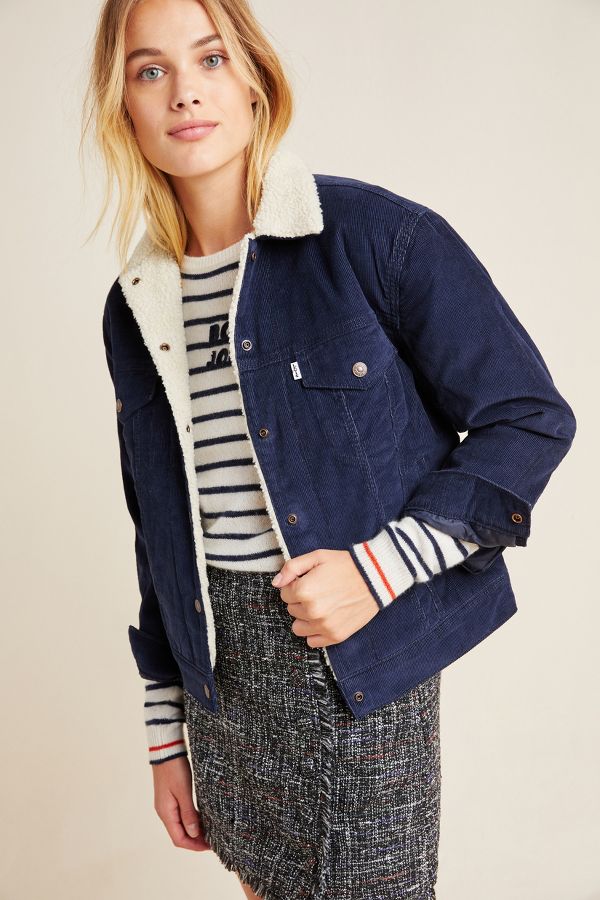 Slide View: 1: Levi's Ex-Boyfriend Sherpa-Lined Corduroy Trucker Jacket