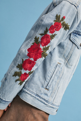 levi denim jacket flowers