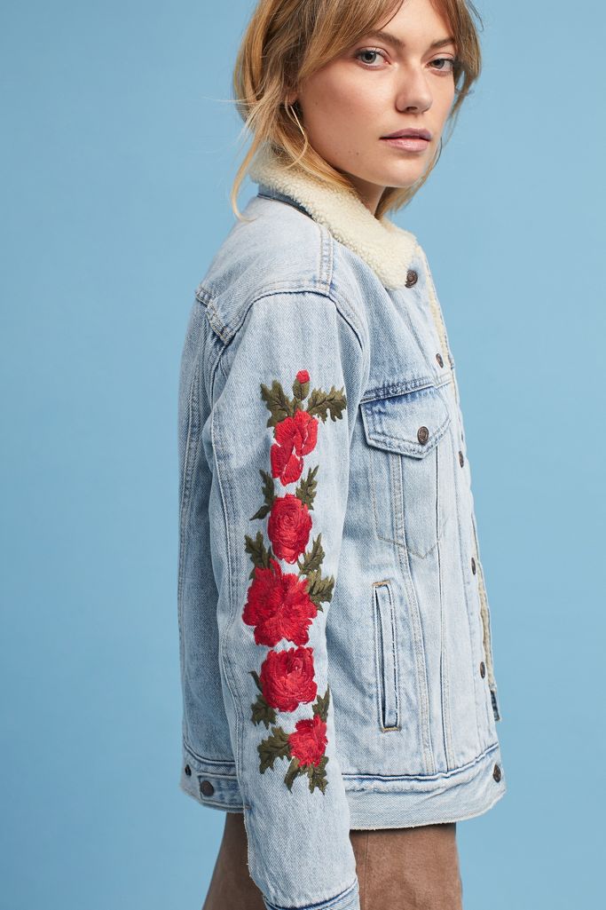 Levi's Embroidered Sherpa Trucker Jacket | Anthropologie
