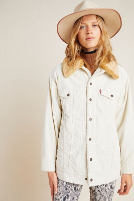 oversized corduroy jacket with faux shearling
