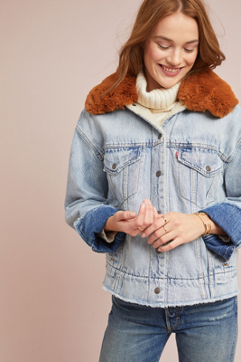 levi's faux fur trucker denim jacket