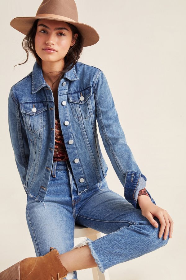 Slide View: 1: Deedra Frayed Denim Jacket