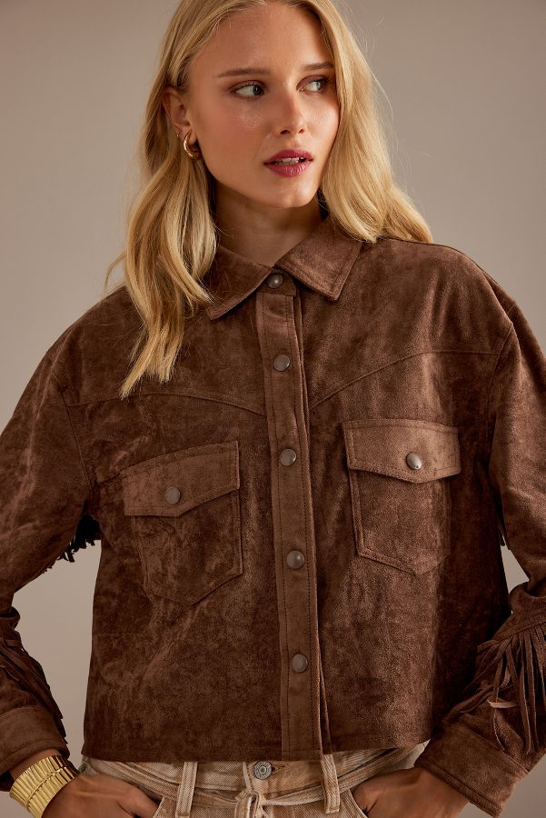 Slide View: 3: BLANKNYC Faux Suede Fringe Jacket