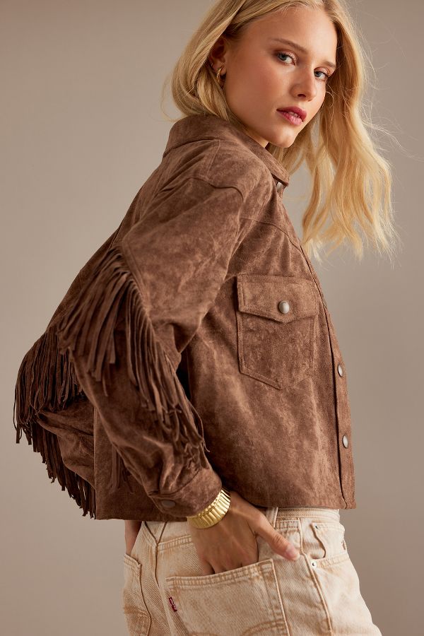 Slide View: 7: BLANKNYC Faux Suede Fringe Jacket